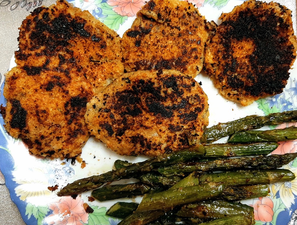 Mediterranean Vegan Tuna & Potato Cakes w/ Oven Roasted&nbsp;Asparagus